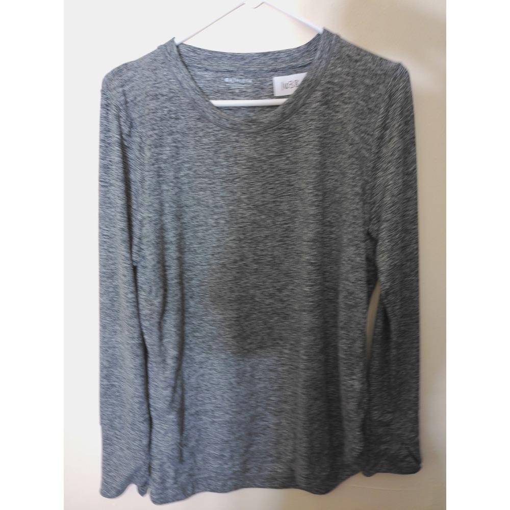Athleta Long Sleeve Top Womens L Grey Heathered Space Dye Activewear Sporty